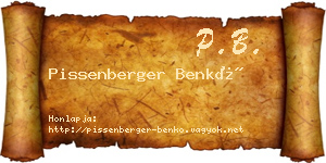 Pissenberger Benkő névjegykártya